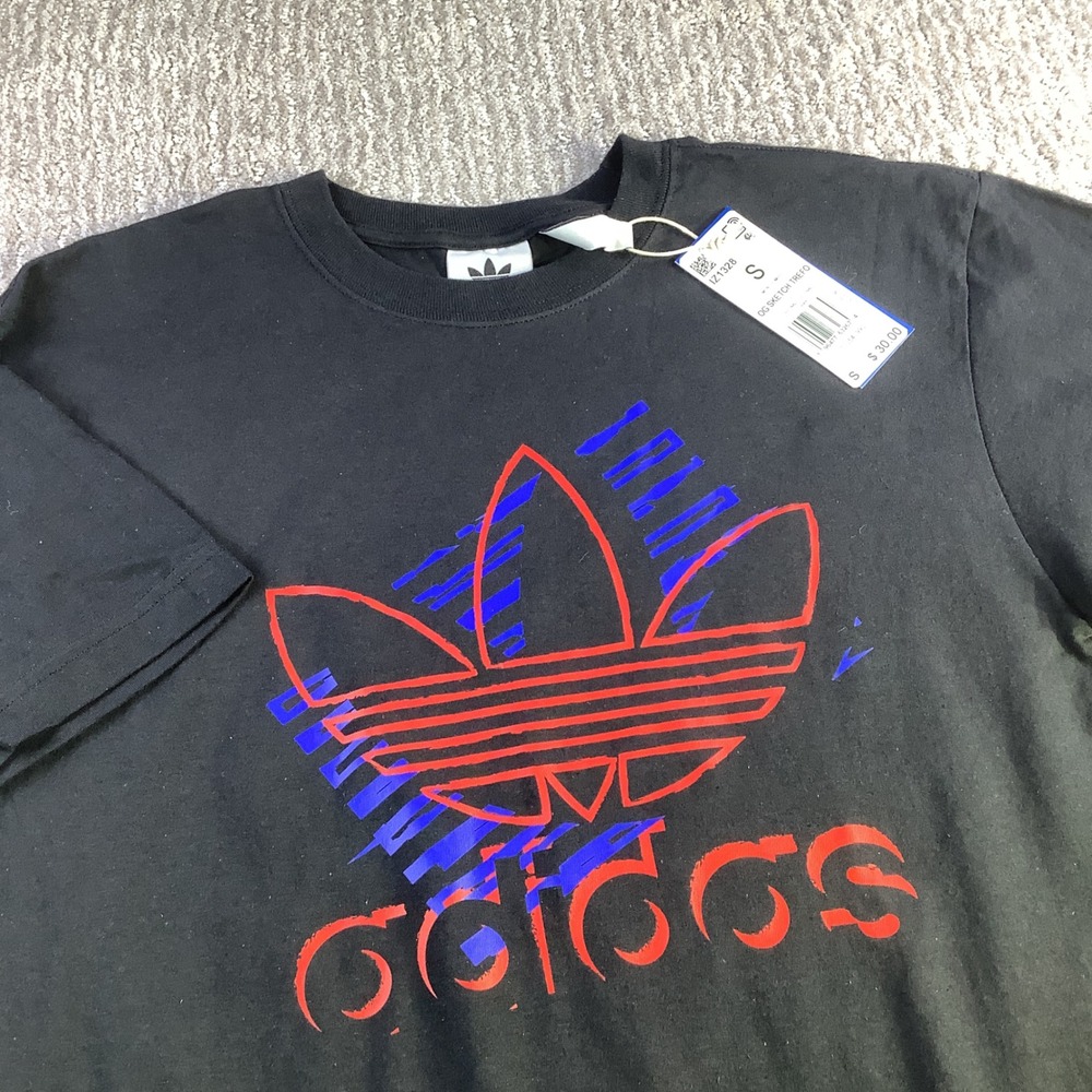Adidas Originals OG Sketch Trefoil Black Graphic T‎ Shirt Mens Small NWT